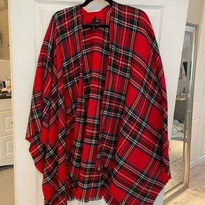 Red plaid poncho